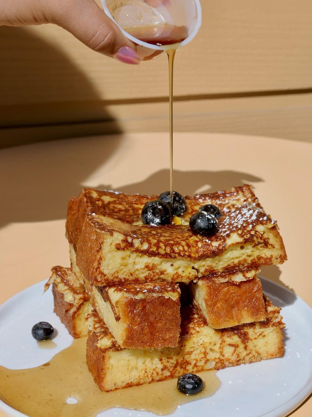French toast with maple syrup pour at Lyfe Cafe